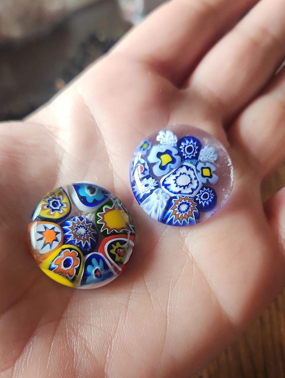 Millefiori Glass Cabochon Disks